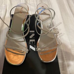 Inez Sofia: Silver Metallic with Crystals Size 9.59.5 / Roomy